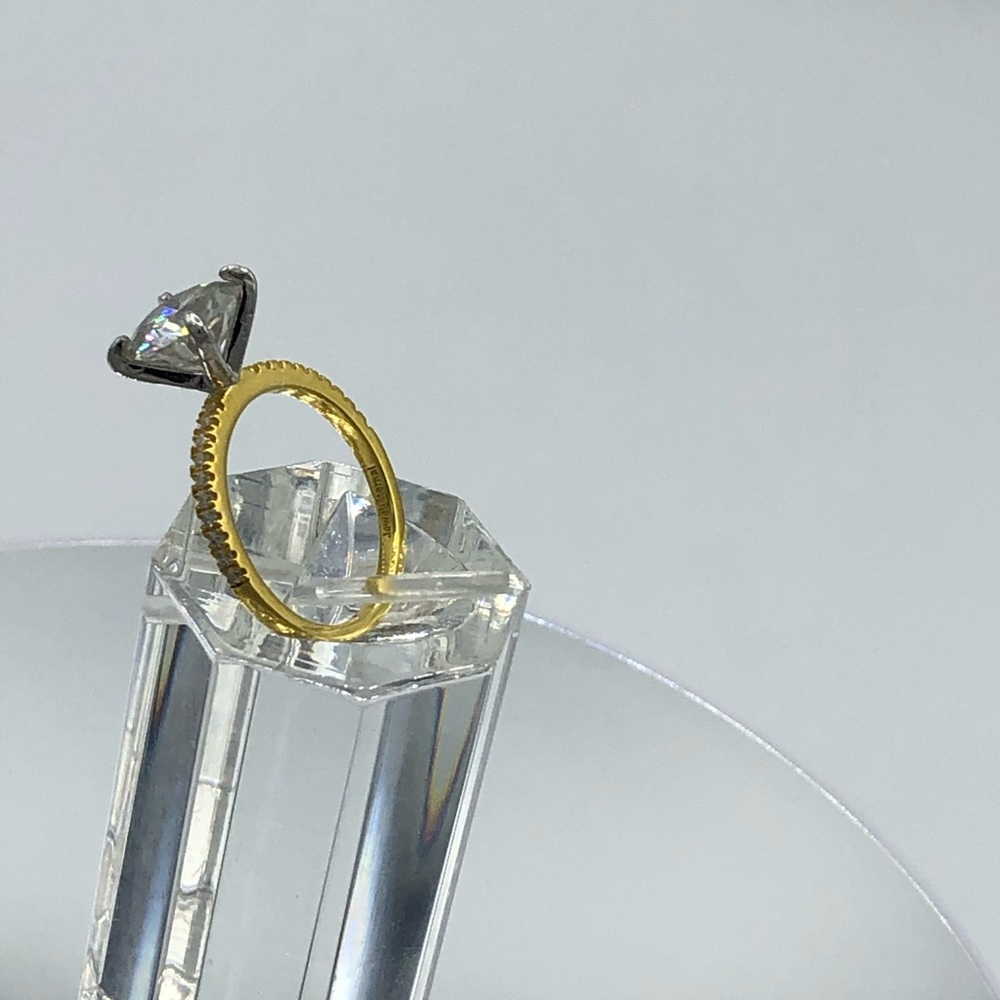 3ct D, VVS1 Brilliant Round Moissanite Pave Ring - Picture 5 of 14